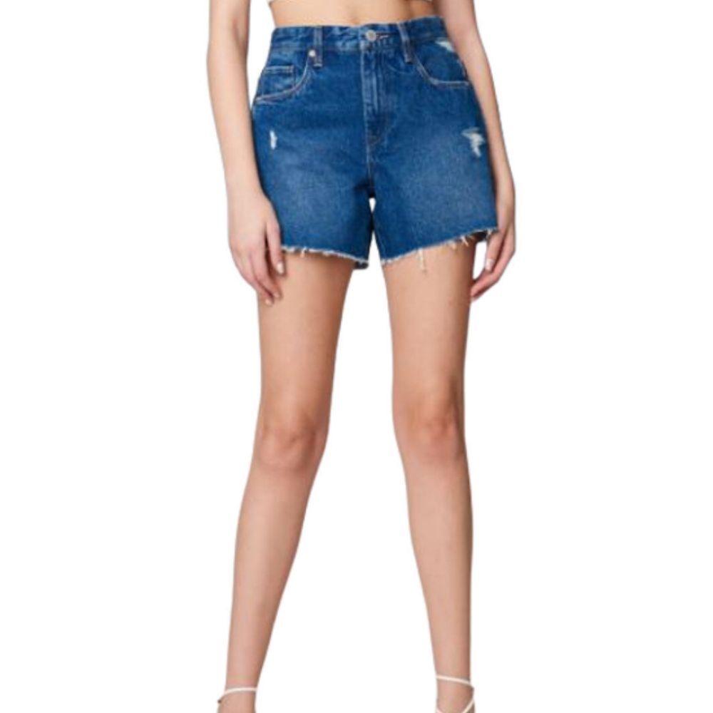 BLANKNYC Women's The Perry Mom Short Denim Blue Size 28 Distressed High Rise New